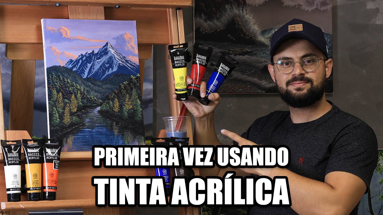 Pintando uma tela com TINTA ACRÍLICA pela primeira vez - O que eu achei?