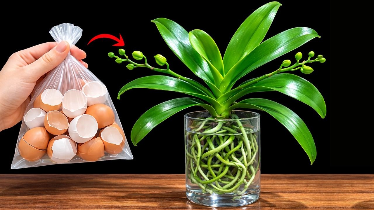 Just Eggshell & Rice! Orchids Grow Strong Roots and Bloom in Water