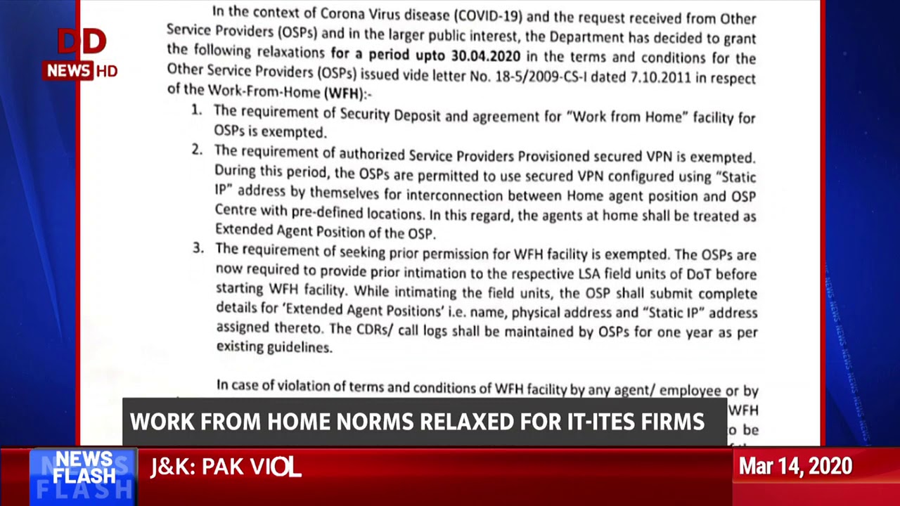 Work from home norms relaxed for IT-ITES firms