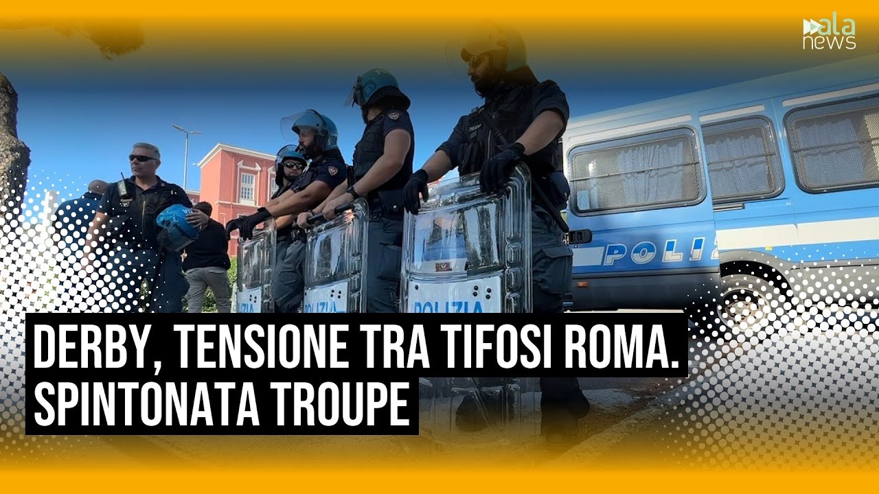 Derby Lazio-Roma, momenti di tensione tra i tifosi giallorossi. Spintonata troupe Rai