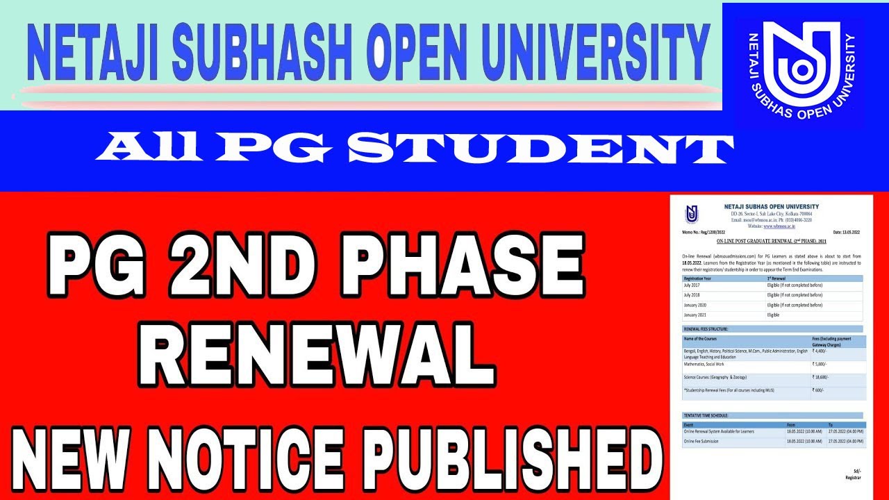 NSOU PG Renewal 2022 || NSOU MA Renewal 2022  || Bablu4U