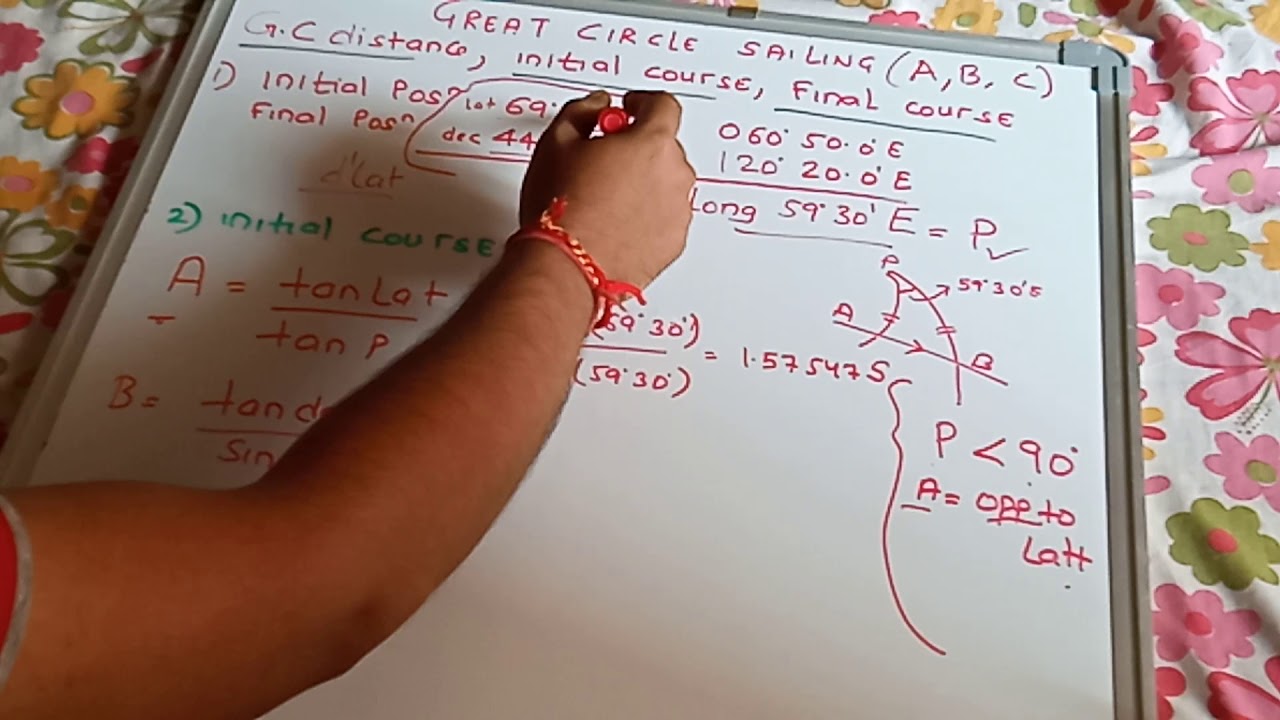 Great circle sailing calculation