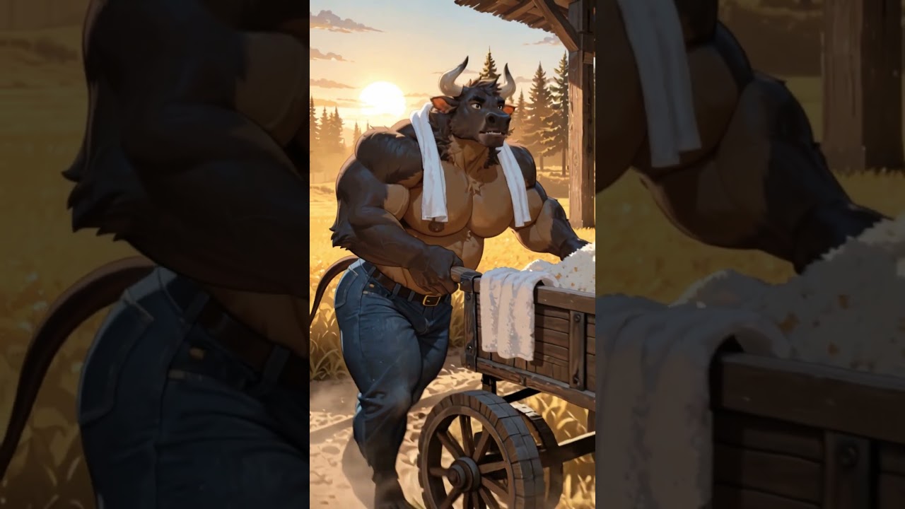 #furry #muscular #male #strong bull
