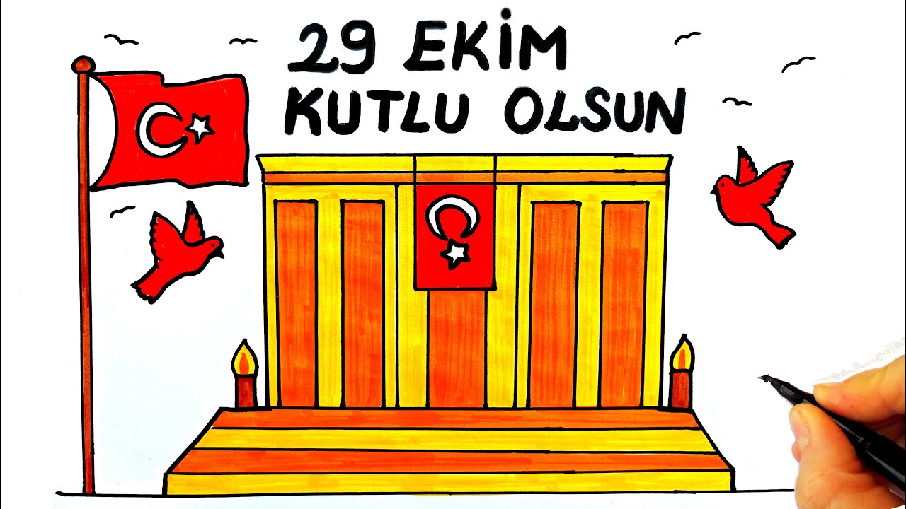 29 EKİM CUMHURİYET BAYRAMI RESMİ ÇİZİMİ - ANITKABİR RESMİ ÇİZİMİ - 29 EKİM RESMİ ÇİZİMİ