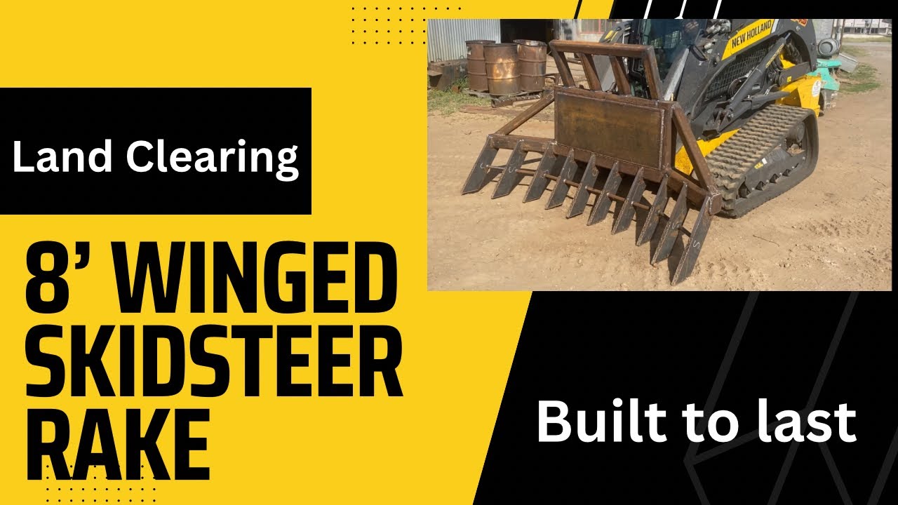 8’ Winged Skidsteer Rake