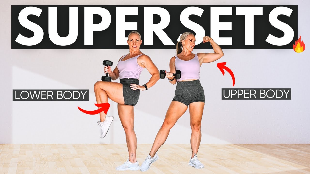 40 Min Dumbbell Superset Workout | Upper & Lower Body +EMOM Cardio Blast