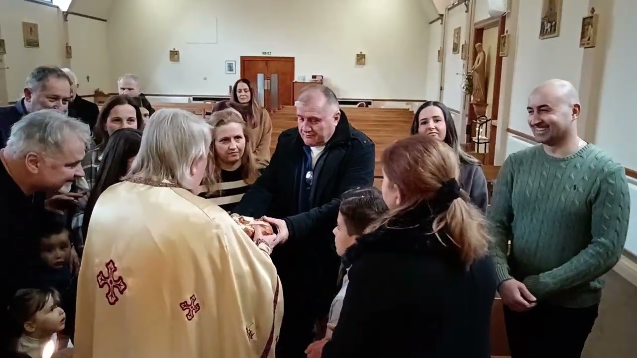 СЛАЂА ДОМАЋИН НА СВЕТОСАВСКОЈ СЛУЖБИ,ЛОМЉЕЊЕ КОЛАЧА,СУБОТА, 31 01 2026, СТ АИДАН ЦРКВА,12:19, ЊУКАСЛ