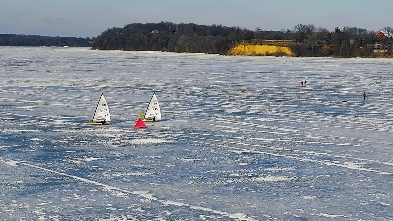 High-Speed Thrills on Ice: 2024 Northwest Regatta Ice Boat Racing | Aerial View Lake Waconia 2/24/24