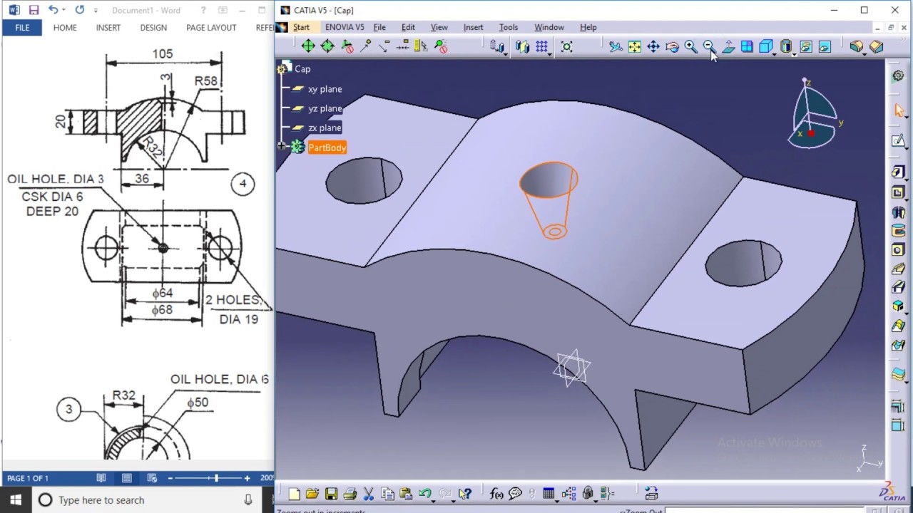 Plummer Block CATIA V5 Tutorial - Cap (Part2)