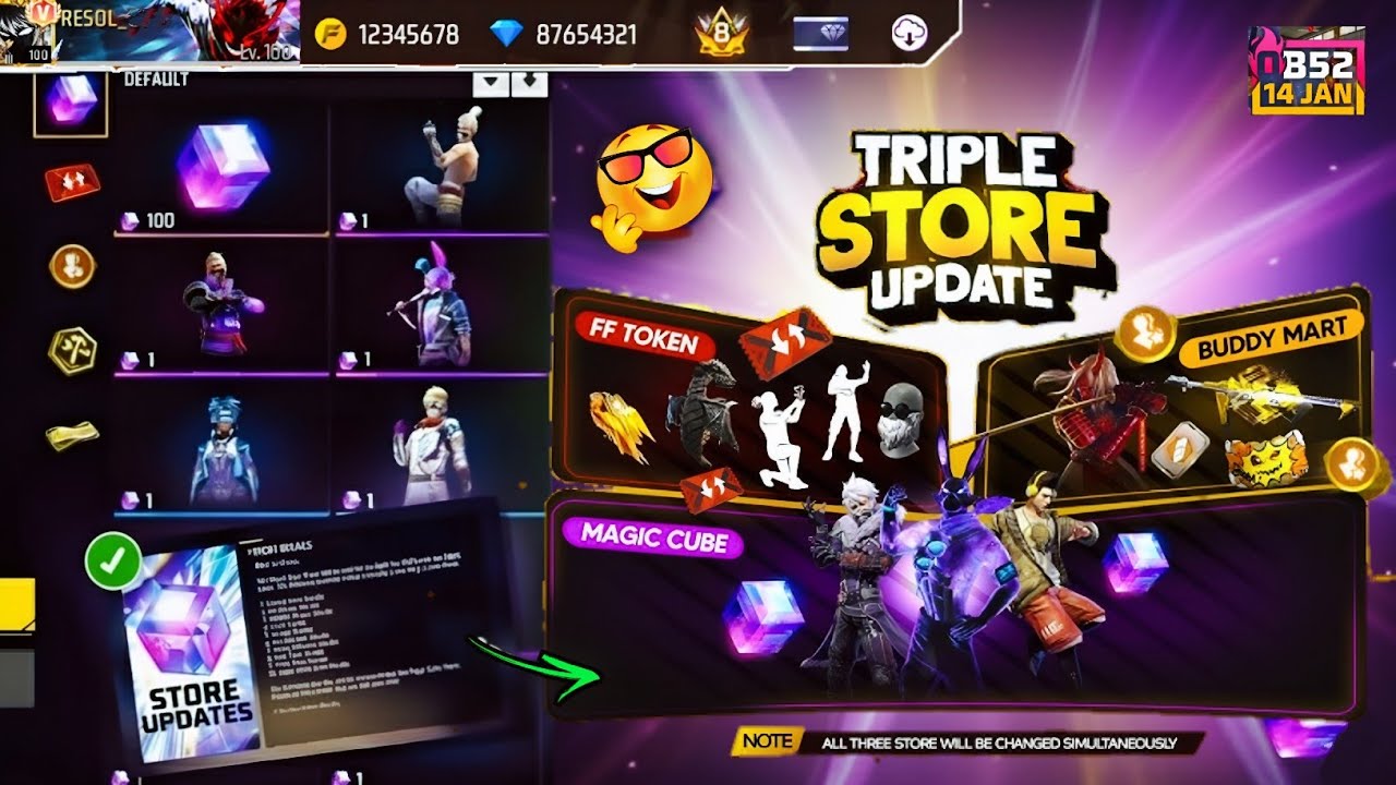 Next Magic Cube Update 🤯 OB52 Triple Store Update Free Fire | Triple Store Update | 14 January Event