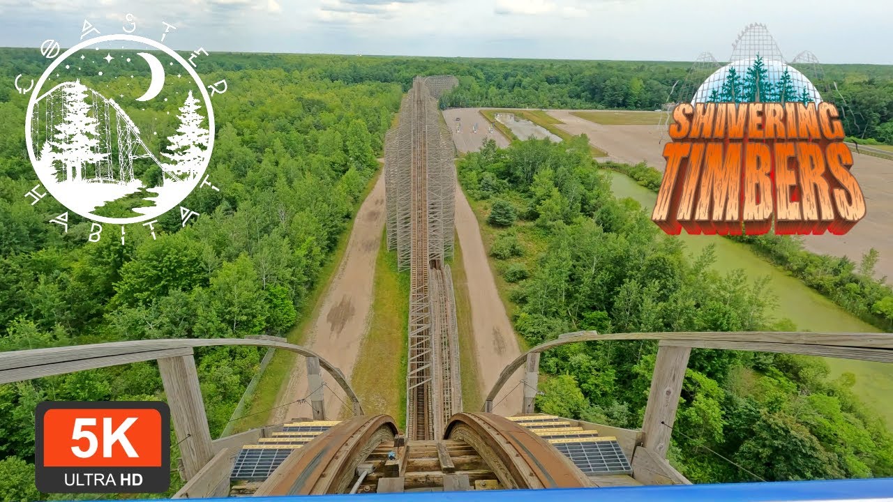 Shivering Timbers Front Seat POV 5K 60 FPS UHD OnRide | Legendary CCI Coaster | Michigan's Adventure