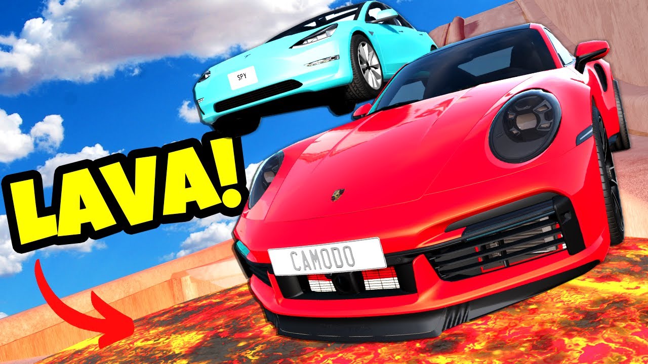 Jumping the Most EXPENSIVE CARS Over LAVA in BeamNG Drive Mods!