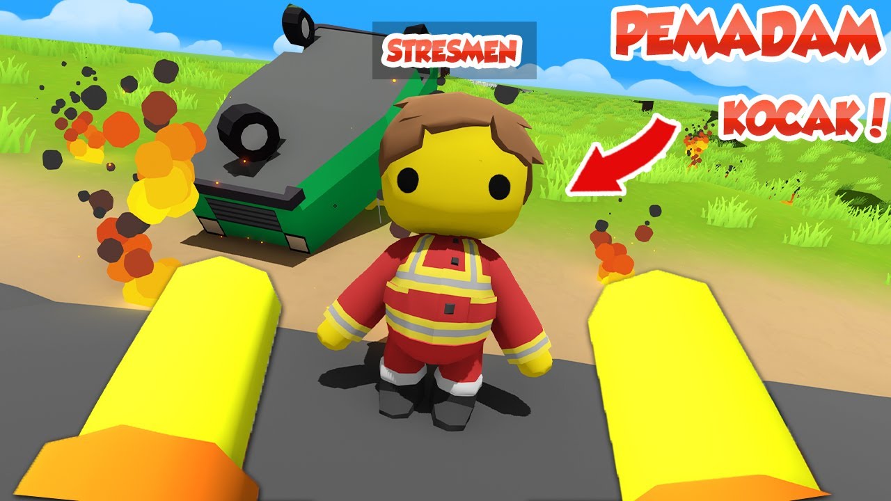 AKU VS STRESMEN MENJADI PEMADAM TERBAIK DI VR WOBBLY !!!
