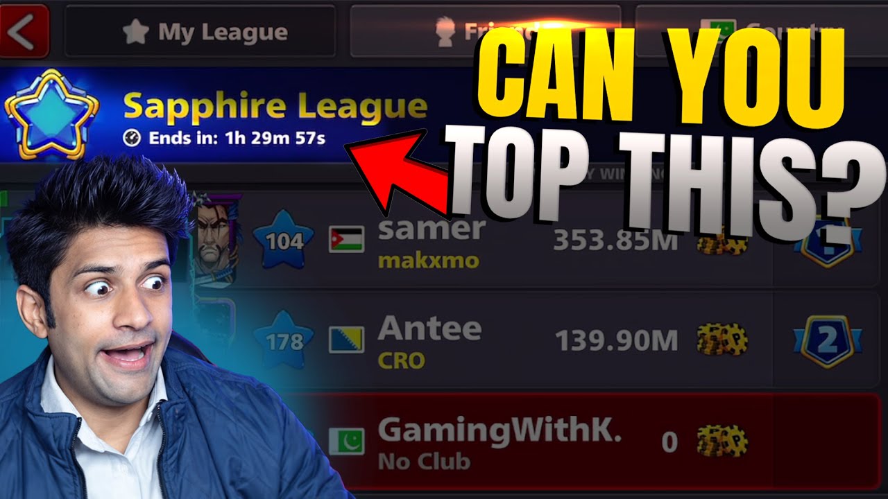 ONLY 1 hour Left & Topping League in 8 ball pool - GamingWithK