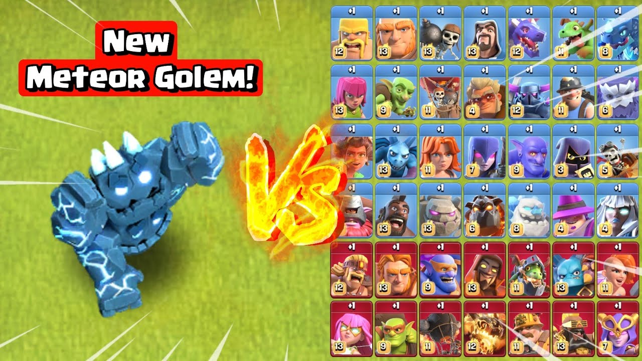 Новый отряд: Метеоритный голем против всех войск максимального размера! Clash of Clans