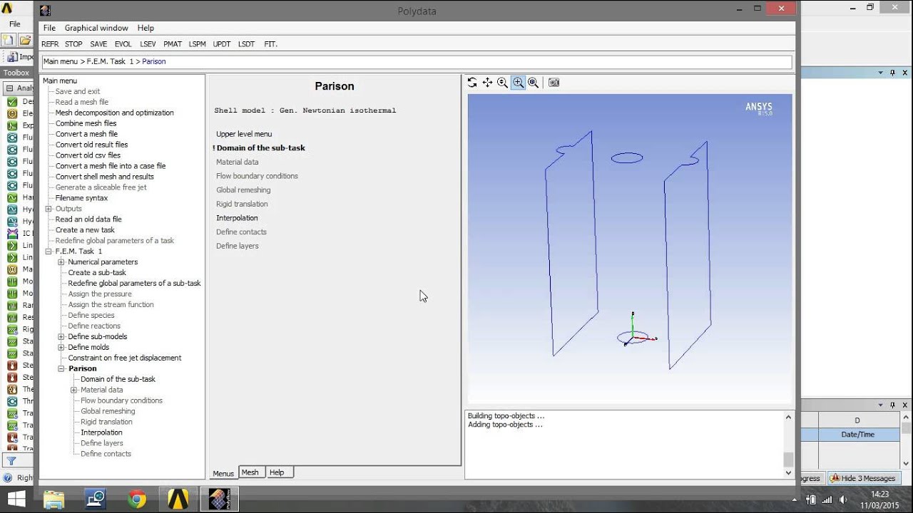 Ansys Polyflow BlowMolding Tutorial 2 (Setup)