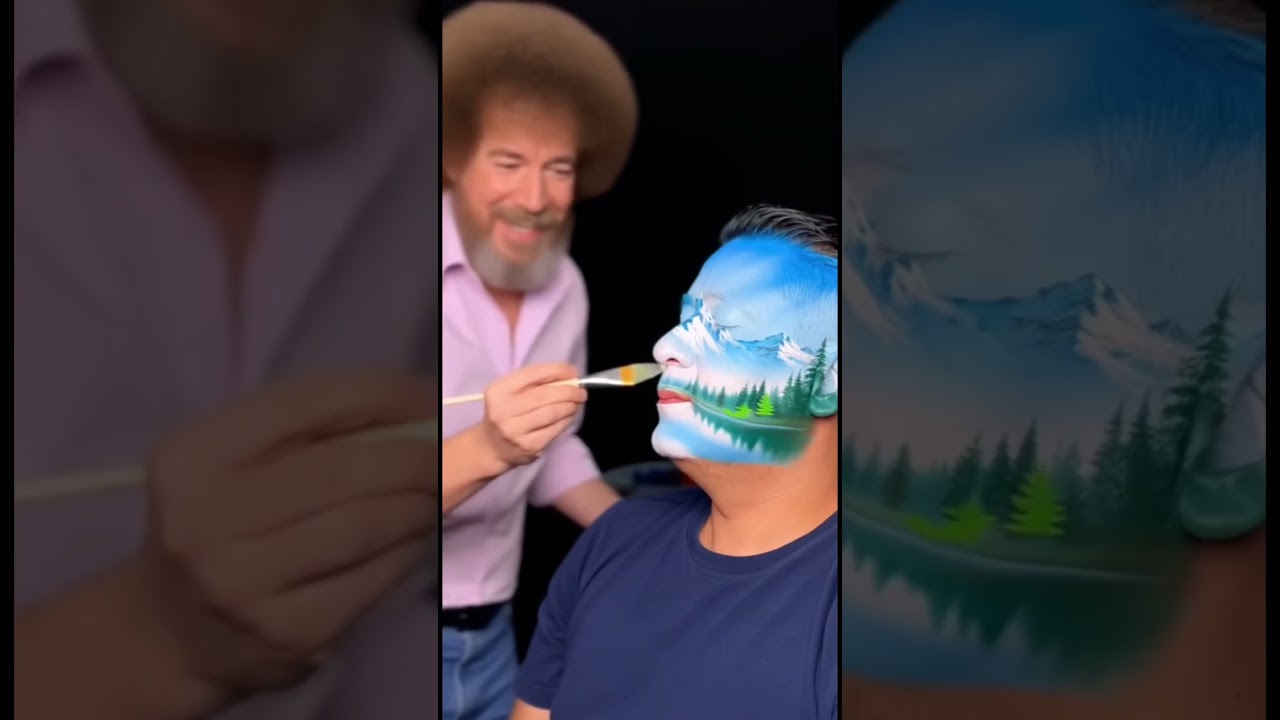 Got my face painted by Bob Ross 