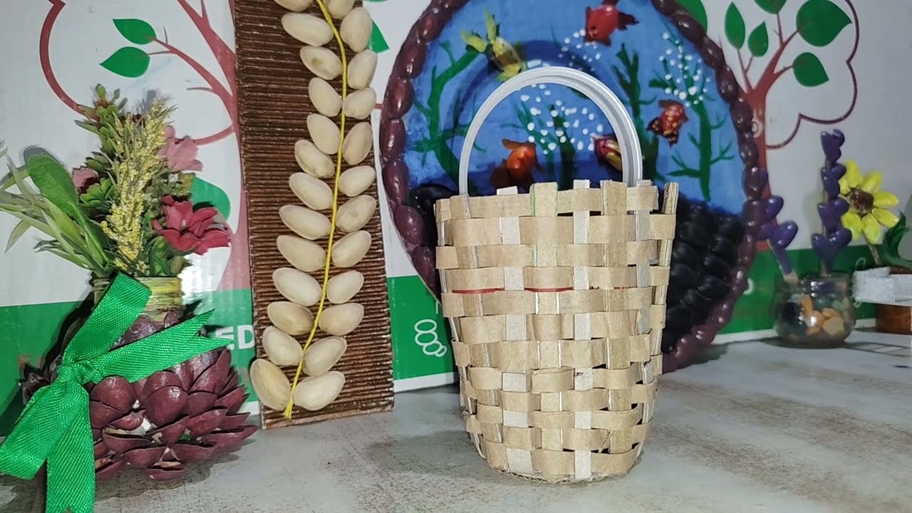 Miniature basket 🧺 from cardboard | Step by step #diy #aestheic #homedecor #art #ajarts #youtube 