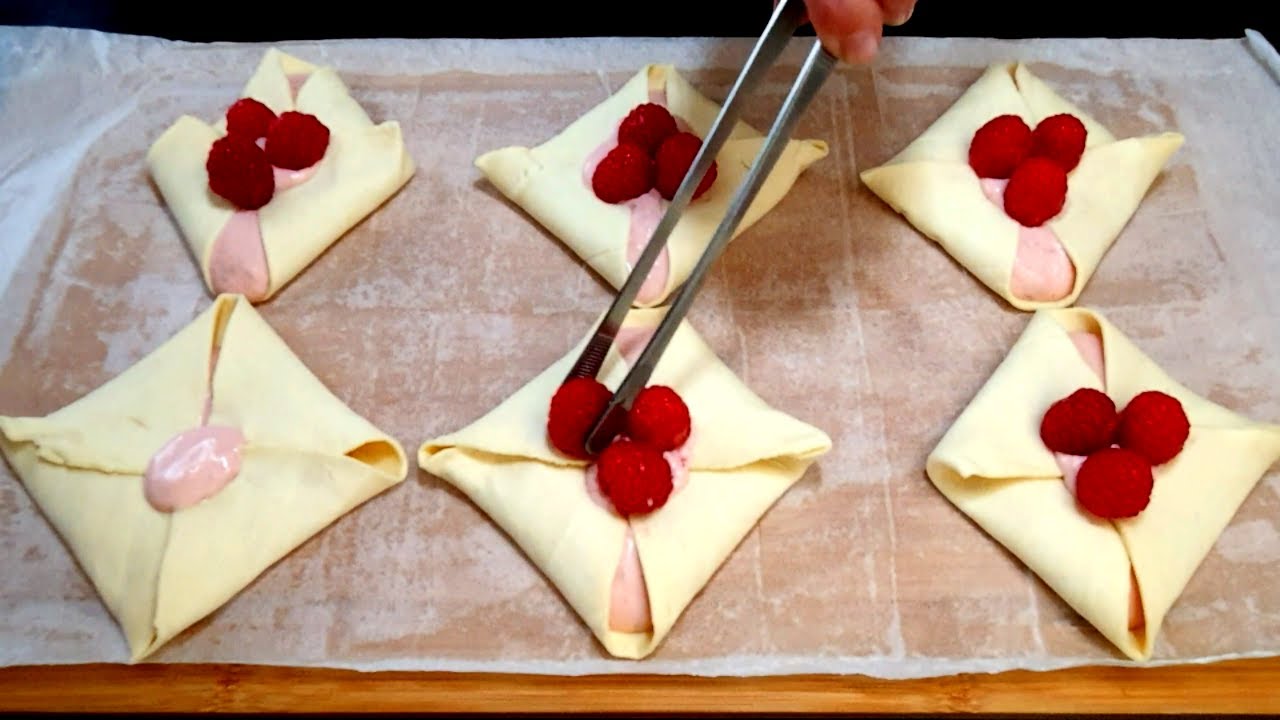 Haben Sie Blätterteig & Himbeeren?  Geniales schnelles Rezept! Unglaublich leckere Himbeertaschen!