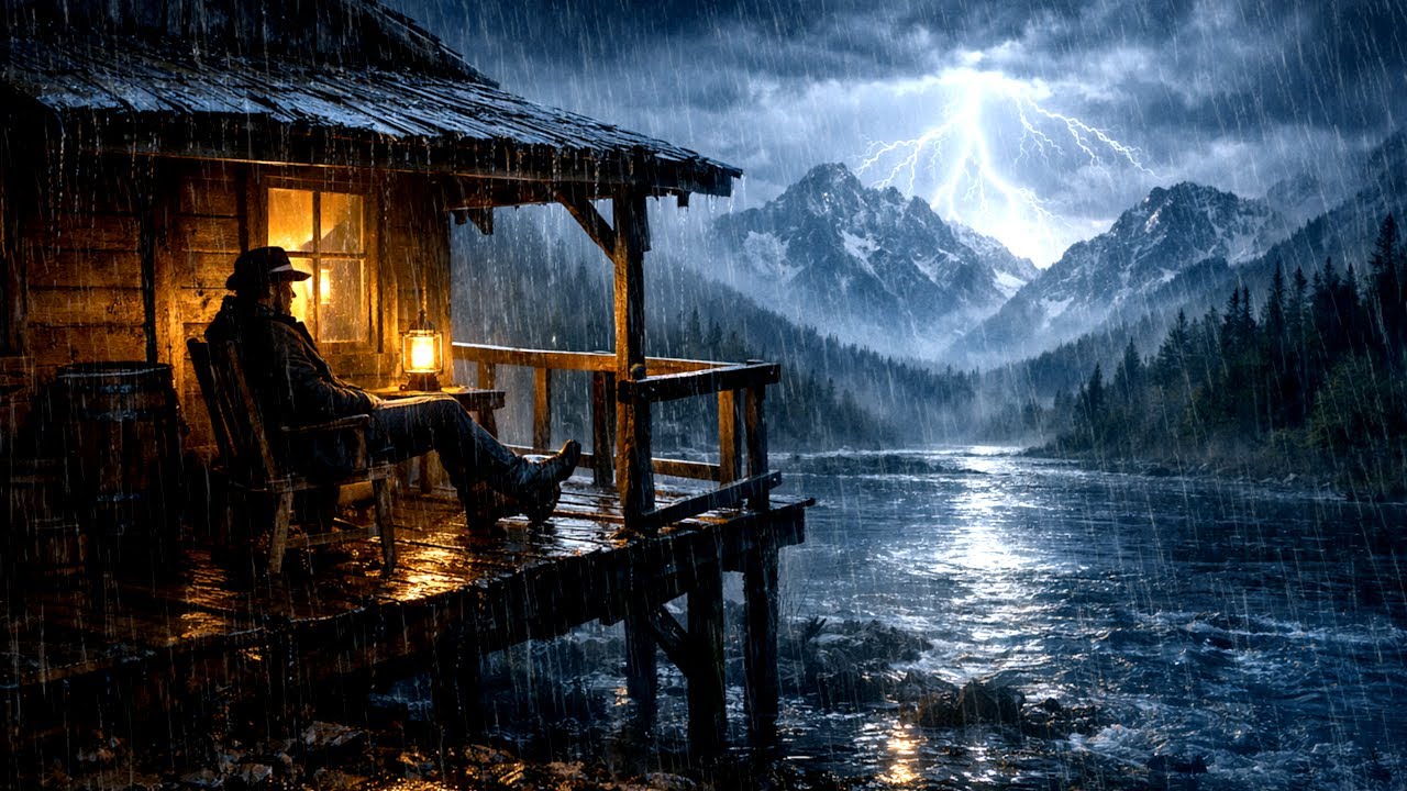 Arthur Morgan Alone in a Mountain Storm | Rain and Thunder Ambience ASMR