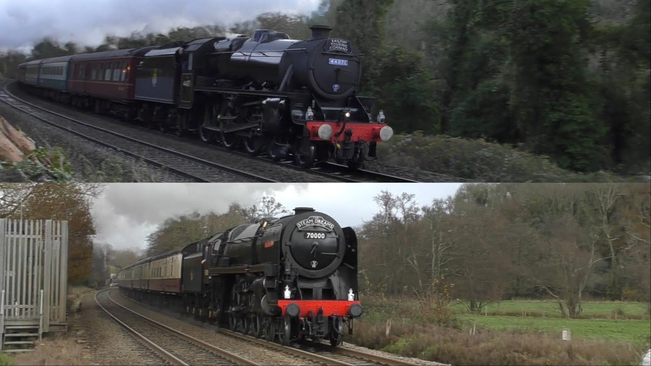 TWO Steam Engines '44871 and 70000 Britannia' visits the Bath Christmas Market!