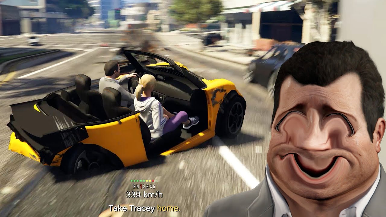 Tracey: What happened, Daddy? Then Tracey died！In traffic at a speed of 99999! -GTA5