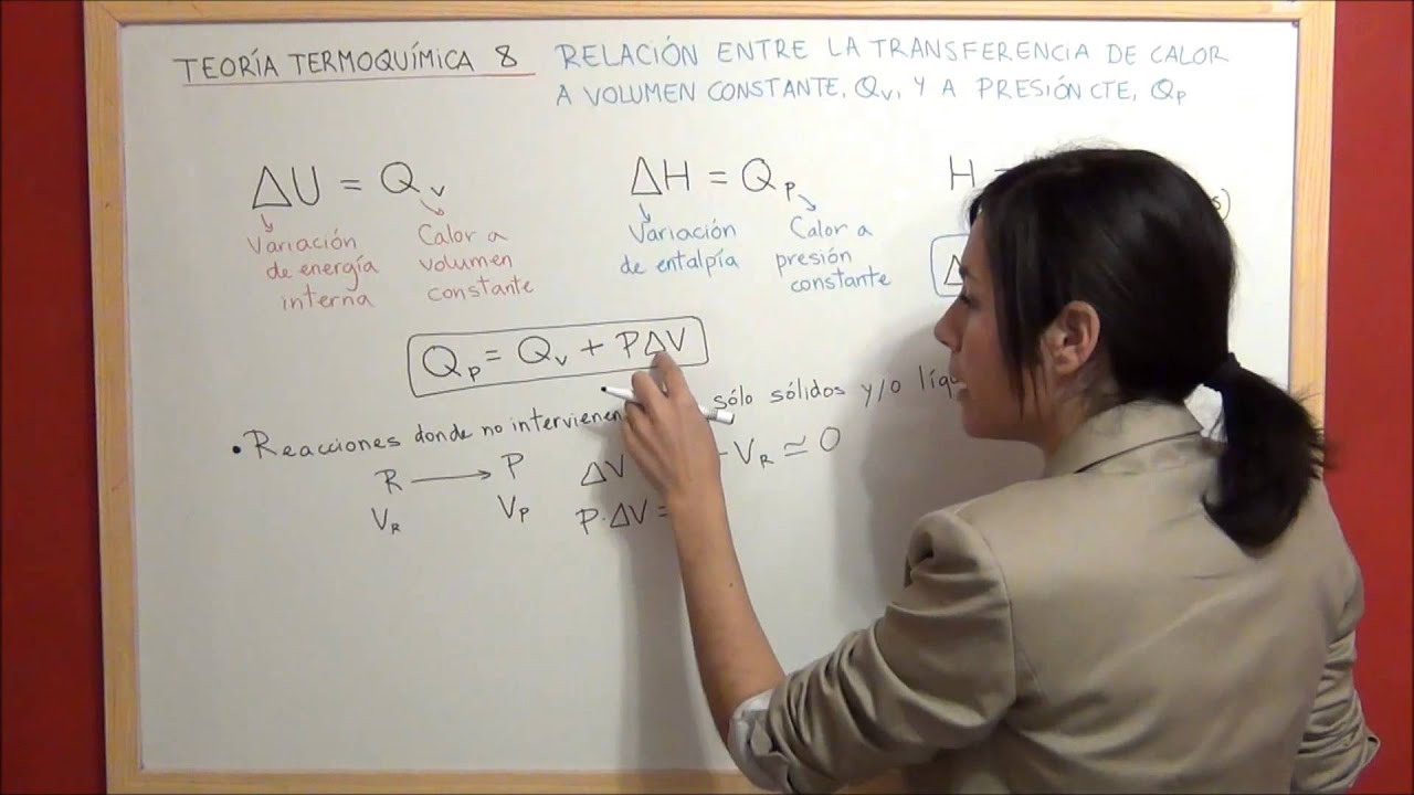 TERMOQUIMICA Teoría 8 - Relación transferencia calor volumen constante y presión constante