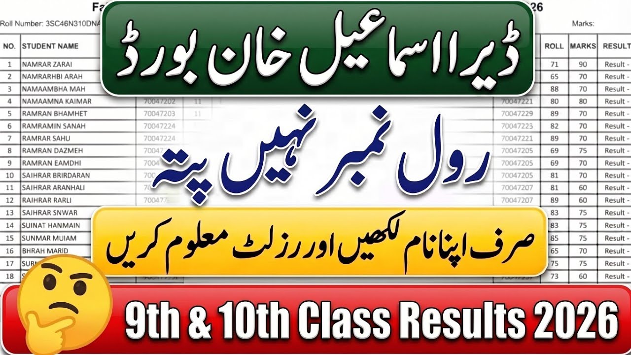 How to Check BISE DI Khan Result 2026 by Name Without Roll Number | 9th & 10th Class Result