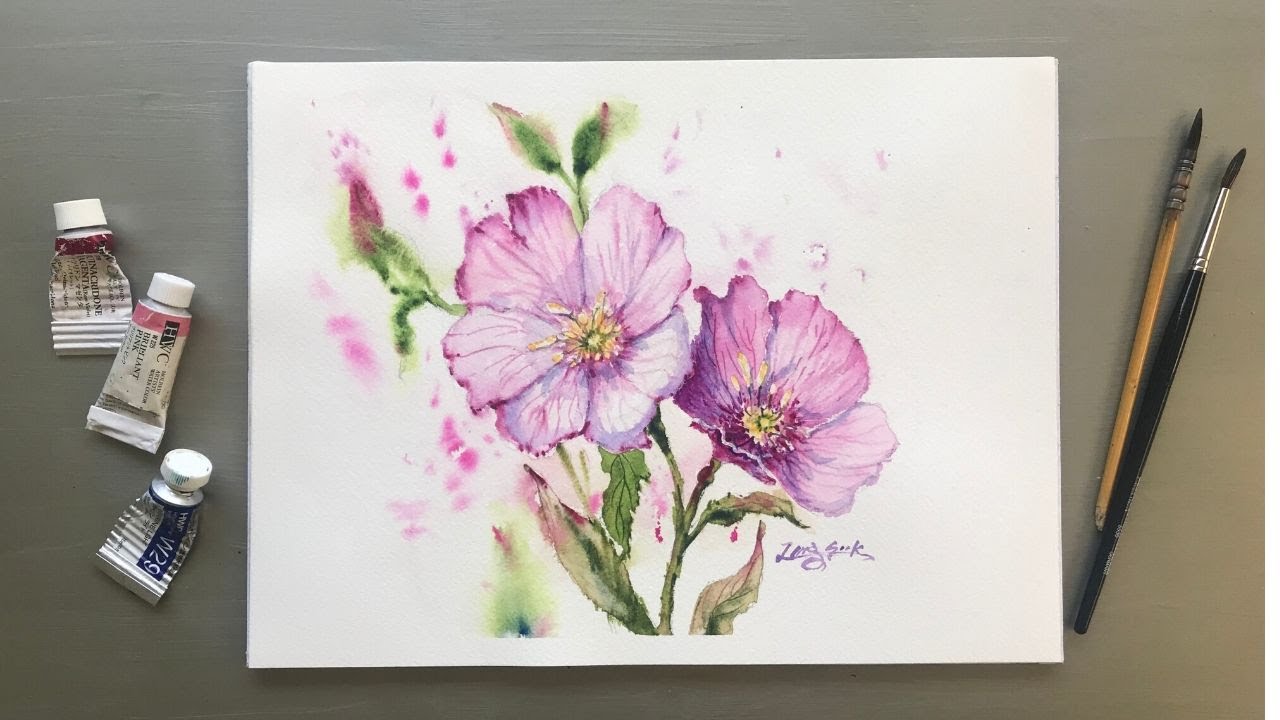 Watercolor Painting -Hellebore Flower- How to use the Nail and Knife-Tutorial for Beginners