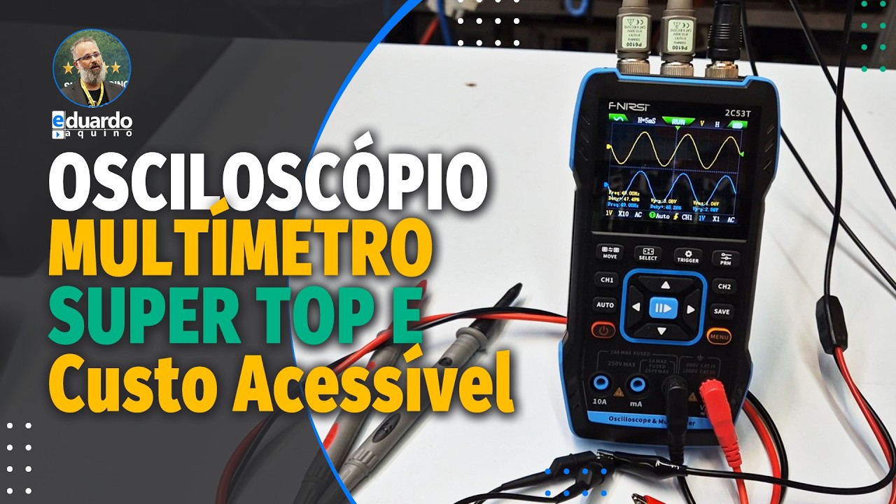 NOVIDADE: Multímetro com Osciloscópio 50MHz 2 Canais e Gerador de Sinais - 2C53T FNIRSI