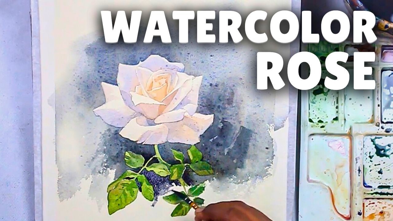 Watercolor White Rose Painting | How to Paint Rose in Watercolor | step by step