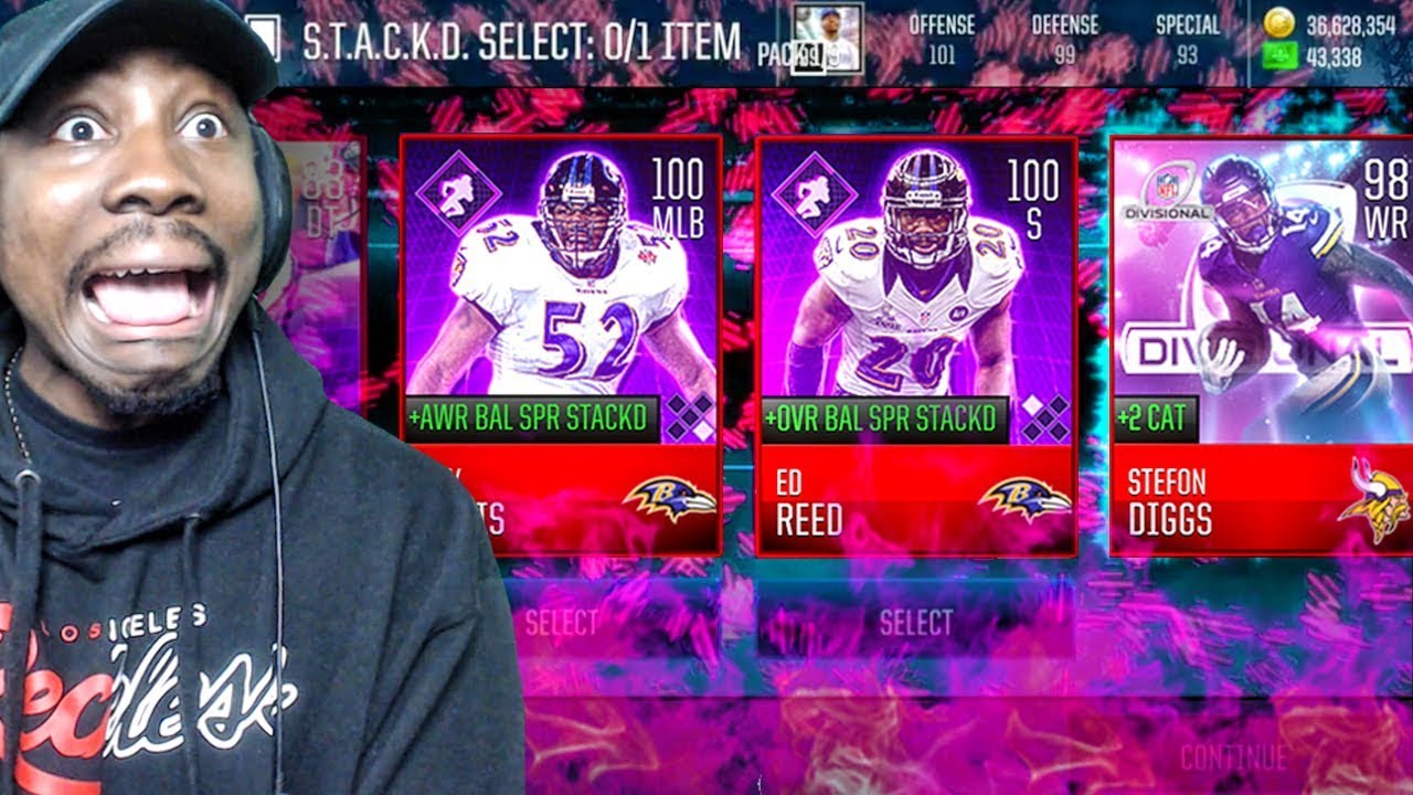 CRAZY S.T.A.C.K.D. RAVENS PACK OPENING & 98 DIV HERO DIGGS! Madden Mobile 18 Gameplay Ep. 27