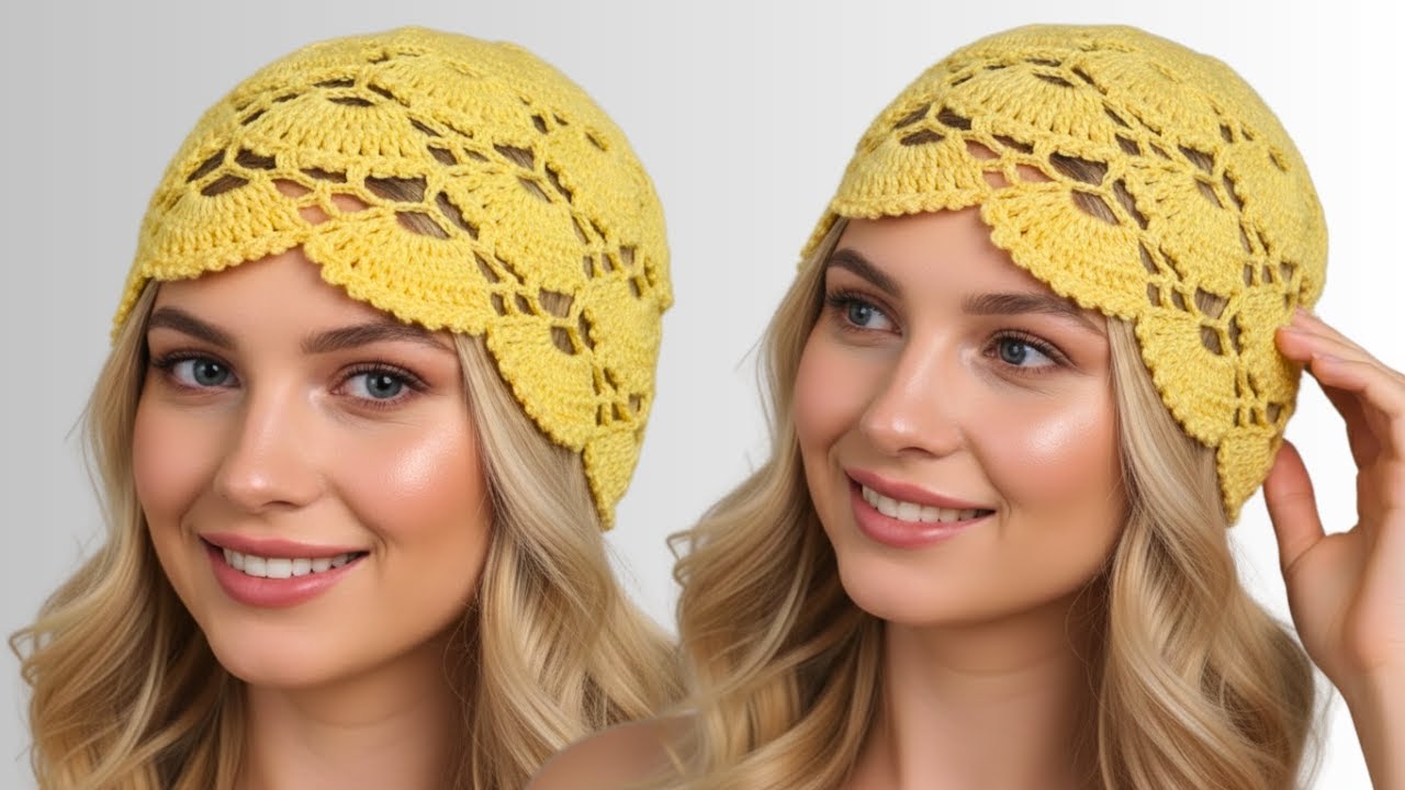 Gorro Coreano de crochê - Headpiece - Tendência