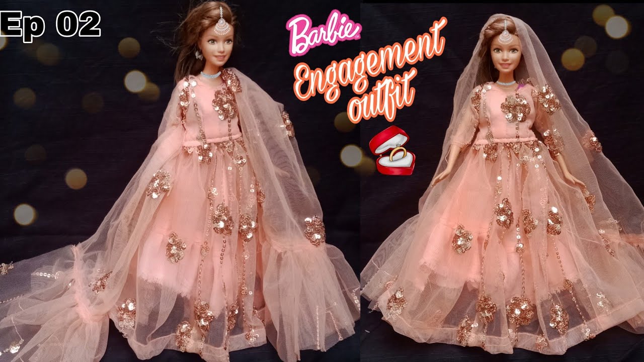 Making Engagement outfit |Barbie wedding dresses series EP 02||A-Doll designer❤️