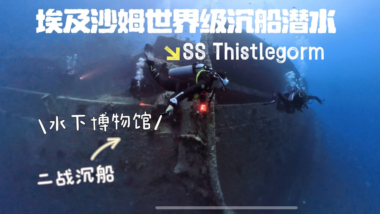 全球之最!沙姆沙伊赫红海沉船潜水一蓝蓟花号(SS Thistlegorm)，第一视角极致探险30米深的水下博物馆，飞机、汽车、火车、坦克、炮弹、甚至还有浴缸？ 