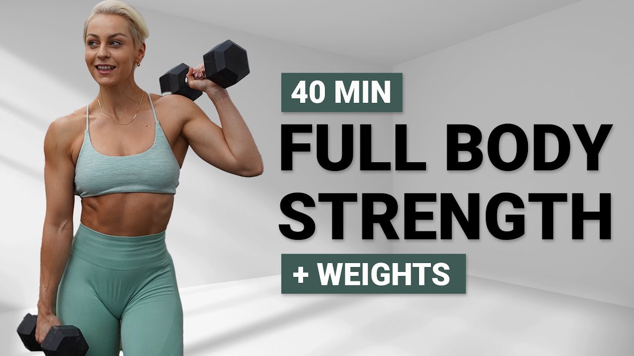 40 MIN DB FULL BODY STRENGTH WORKOUT | Strength Focus | No Jumping | With Repeat | + Weights