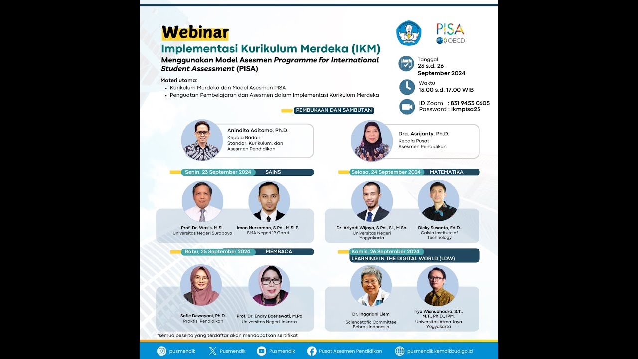 Webinar “Implementasi Kurikulum Merdeka (IKM) menggunakan Model Asesmen PISA” Domain Membaca
