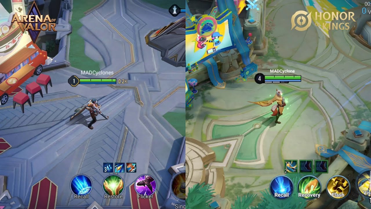 Map Comparison 5v5fest decoration - Arena of valor vs Honor of king