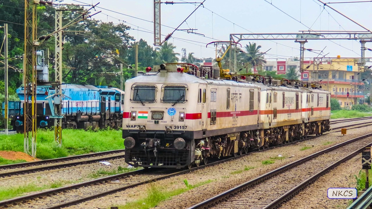 13 in 1 Speeding Diesel & Electric Train Action on Chennai Bengaluru 130 Kmph Double line