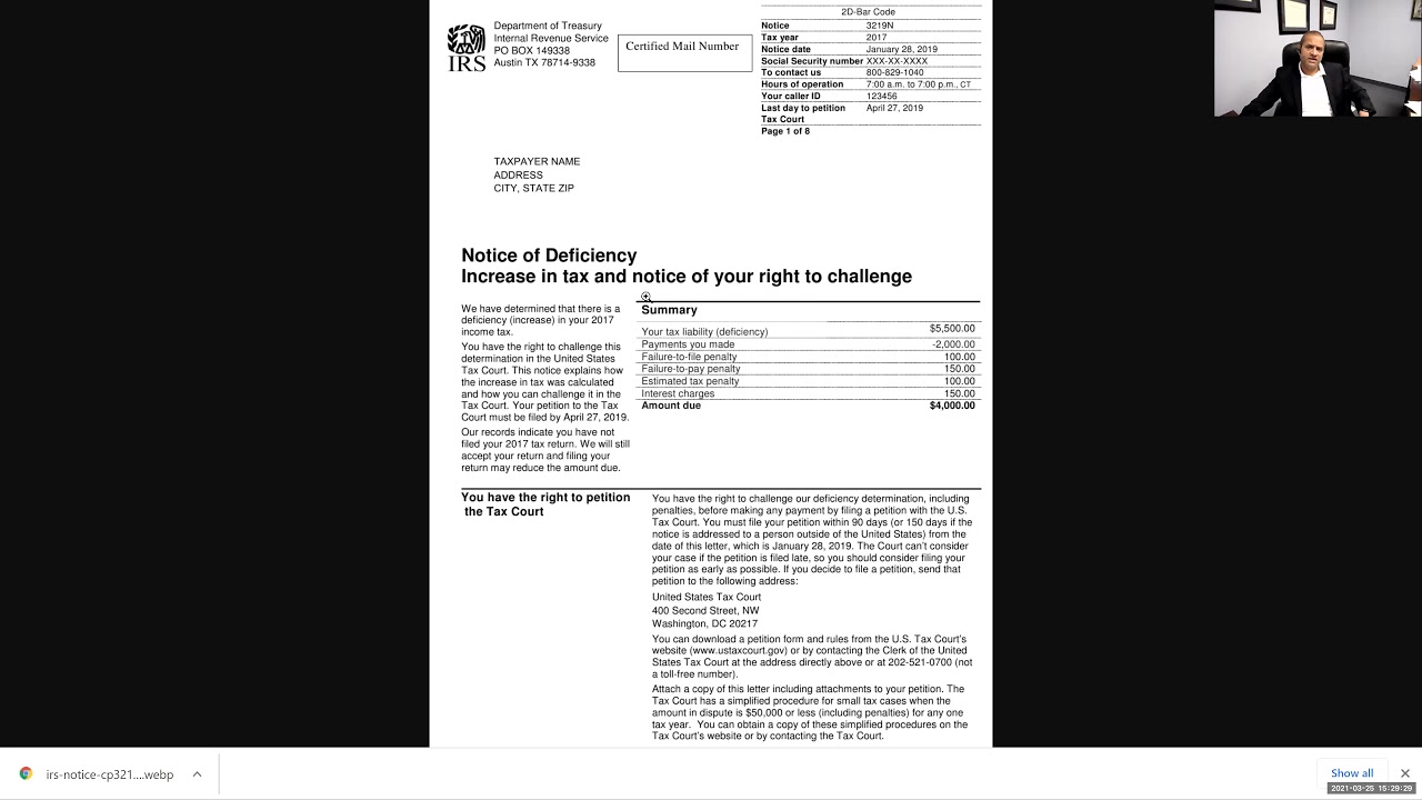 IRS CP3219N Notice: 90-day letter