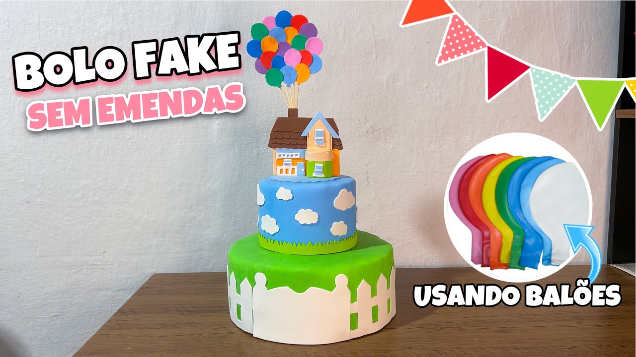 O BOLO FAKE MAIS FÁCIL DE FAZER - USANDO BEXIGÃO DE FESTA | SEM EMENDAS
