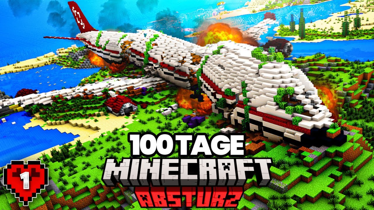 Ich überlebe 100 Tage einen Minecraft Flugzeugabsturz! (Teil 1)