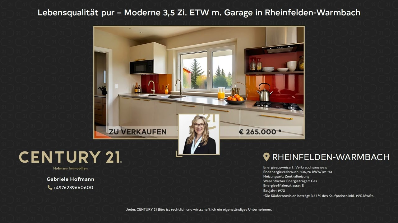 Lebensqualität pur – Moderne 3,5 Zi. ETW m. Garage in Rheinfelden-Warmbach