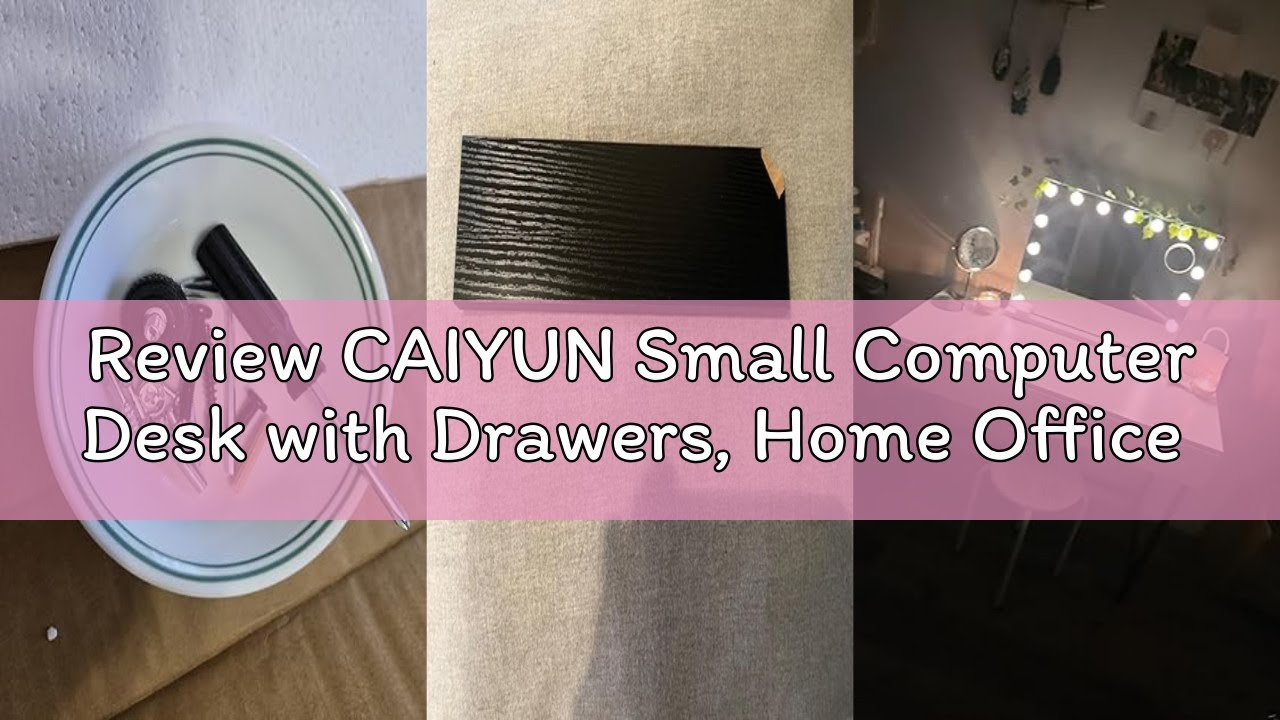 Review CAIYUN Small Computer Desk with Drawers, Home Office Desk with Storage, Workstation Stand des