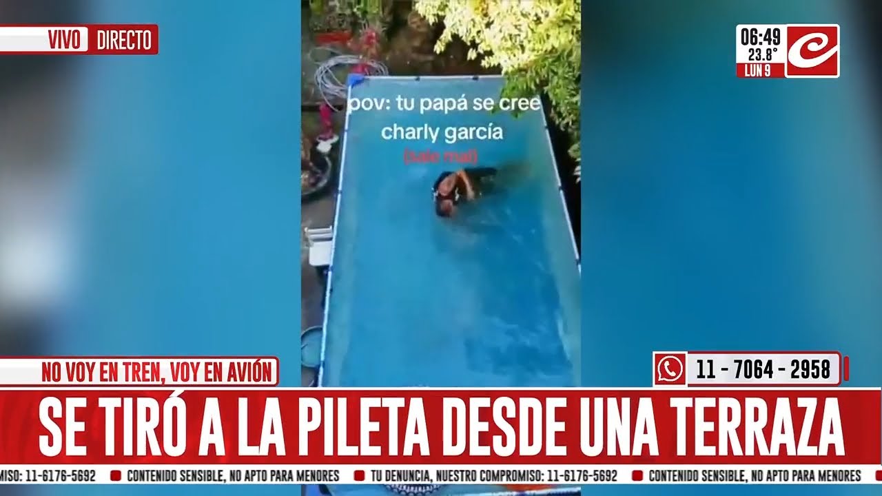 Se arrojó a la pileta desde una terraza y terminó inconsciente