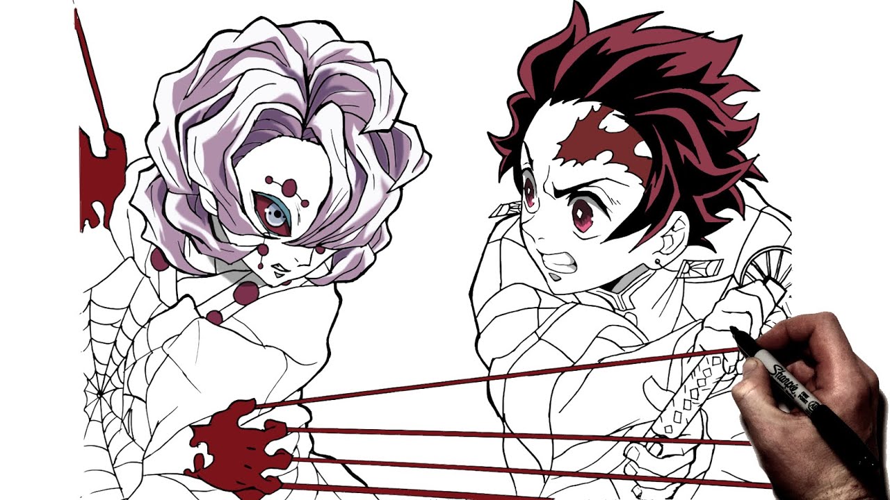 How To Draw Rui vs Tanjiro | Step By Step | Demon Slayer