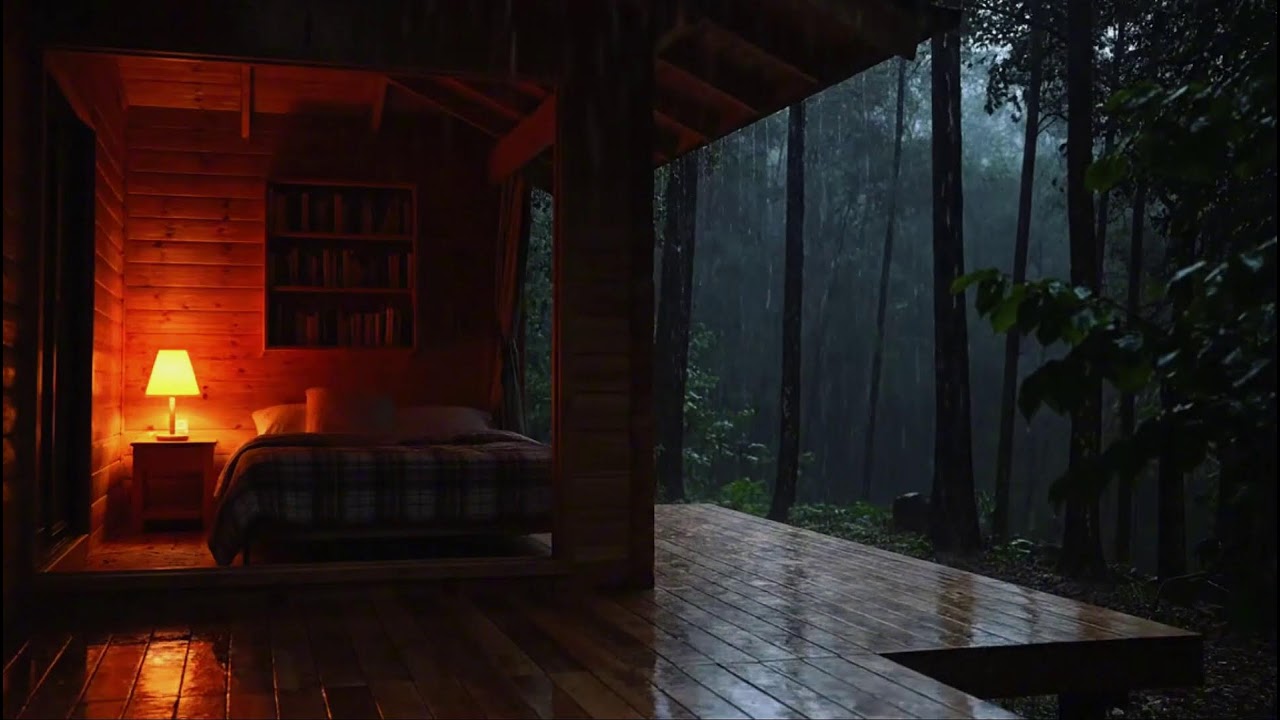 Peaceful Night Rainfall on Tin Roof with Distant Thunder | Cozy ASMR Sounds for Sleep
