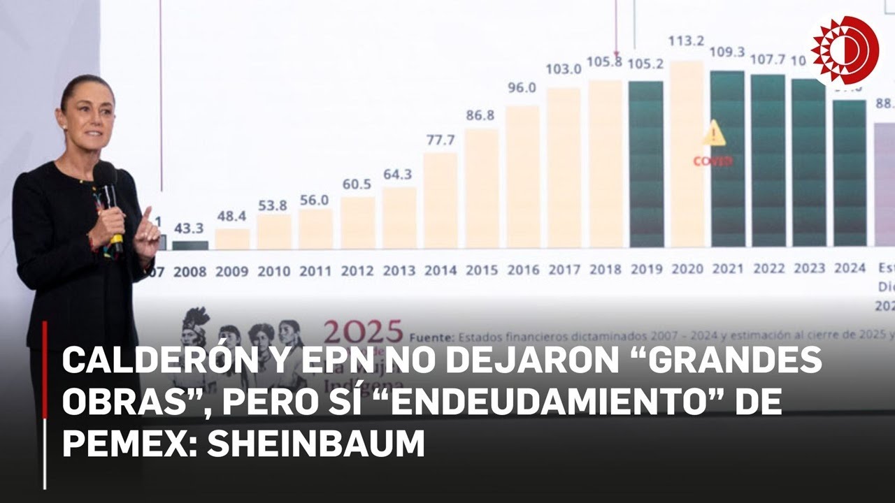 Calder&oacute;n y Pe&ntilde;a Nieto no dejaron &ldquo;grandes obras&rdquo;, pero s&iacute; &ldquo;endeudamiento&rdquo; de Pemex: Sheinbaum