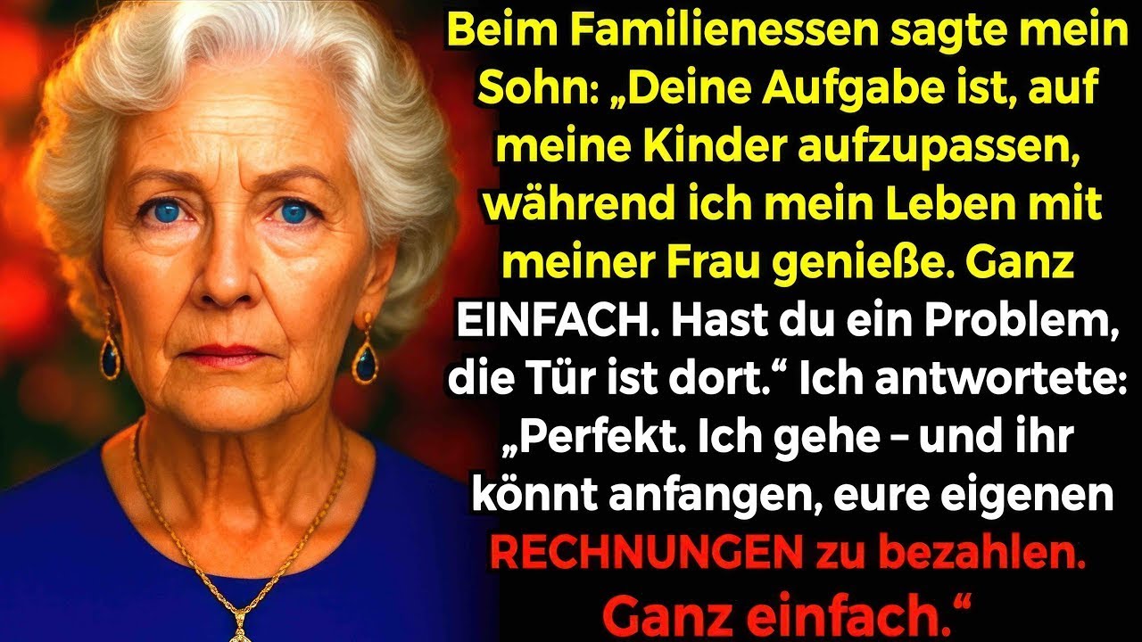 Beim Familienessen Mein Sohn „Du passt auf die Kinder auf, ich reise Gefällt’s nicht Geh“ Ich...