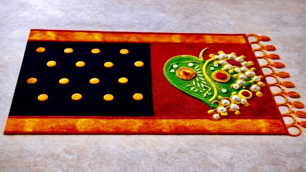 Sankrant special Paithani saree rangoli designs| Paithani saree rangoli for Sankrant| 